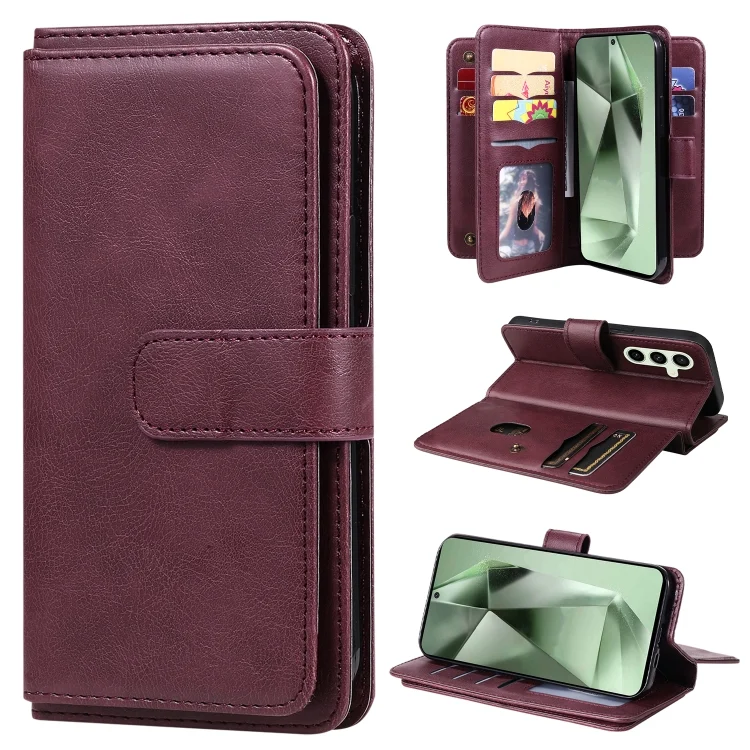 Multi-Function Wallet 10 Card Slots Leather Phone Case, For Samsung Galaxy S24 FE 5G