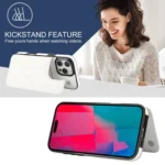 Double Buckle Rhombic PU Leather Phone Case, For iPhone 16 Pro Max, For iPhone 16 Pro - Image 6