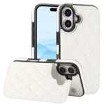 Double Buckle Rhombic PU Leather Phone Case, For iPhone 16 Plus, For iPhone 16