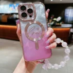 Dual-Love Feather  Gradient Glitter Bracelets Magsafe TPU Phone Case, For iPhone 11 Pro Max, For iPhone 11, For iPhone 11 Pro