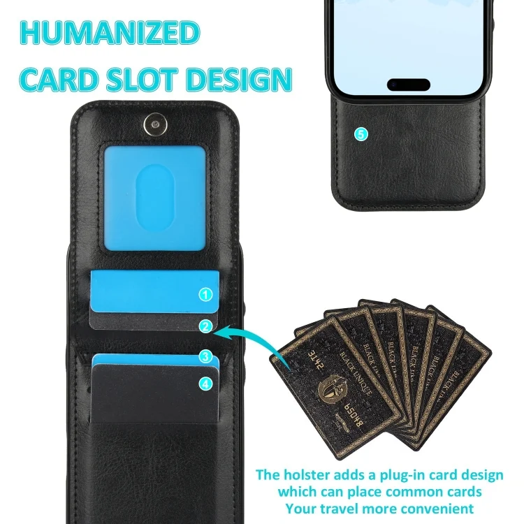 EDA006852004A_3.webp Solid Color Card Slots Bracket PU Phone Case, For iPhone 16 - Image 4