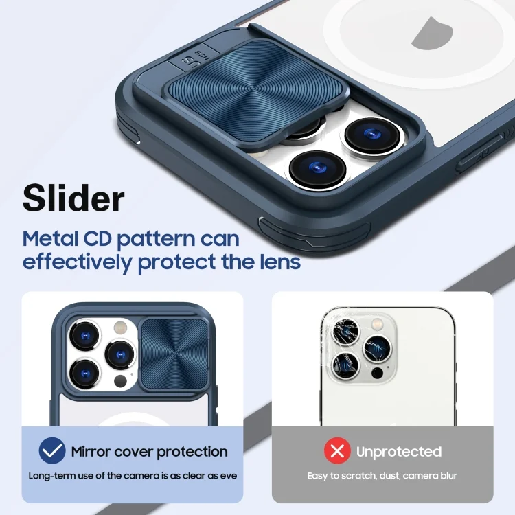 EDA006852808A_3.webp Clear Acrylic + PC + TPU MagSafe Lens Sliding Cover Full Coverage Phone Case, For  iPhone 15 Pro Max, For iPhone 14 Plus - Image 4