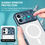 Clear Acrylic + PC + TPU MagSafe Lens Sliding Cover Full Coverage Phone Case, For iPhone 16 Plus, For iPhone 16 - Image 3