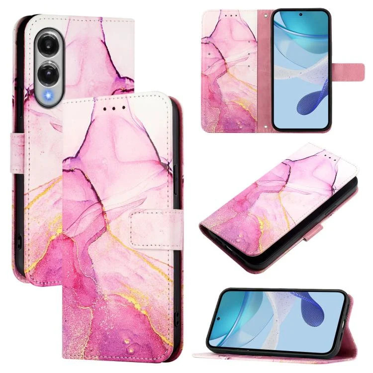 PT003 Marble Pattern Flip Leather Phone Case, For Samsung Galaxy S25 Edge 5G, For Samsung Galaxy S24 FE 5G