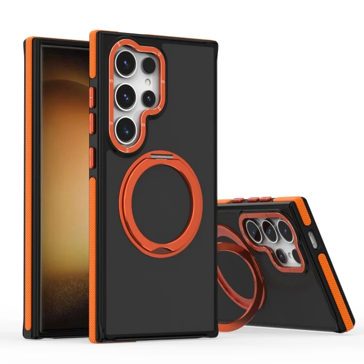 Dual-Color Skin Feel Rotating Holder Phone Case, For Samsung Galaxy S24 Ultra 5G