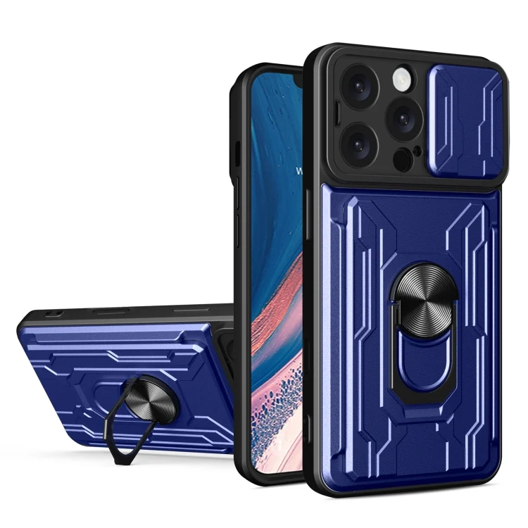 Sliding Camshield TPU+PC Phone Case with Card Slot, For iPhone 16 Pro Max, For iPhone 16 Pro
