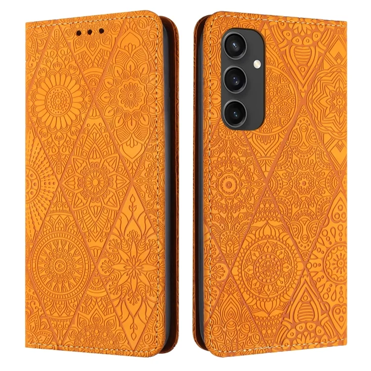Ethnic Embossed Adsorption Leather Phone Case, For Samsung Galaxy S24 FE 5G