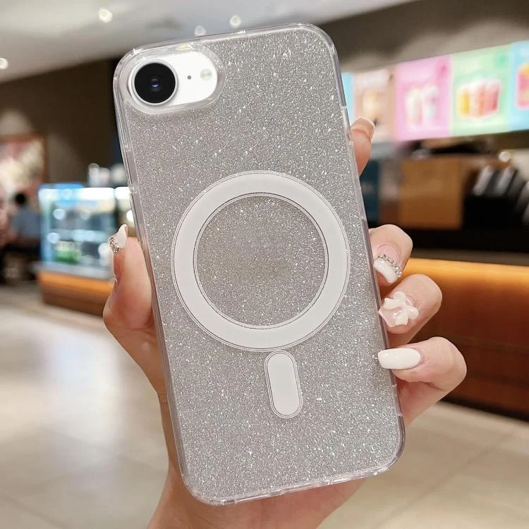 Acrylic Transparent Glitter MagSafe Phone Case, For iPhone 16e, For iPhone 16 Pro Max