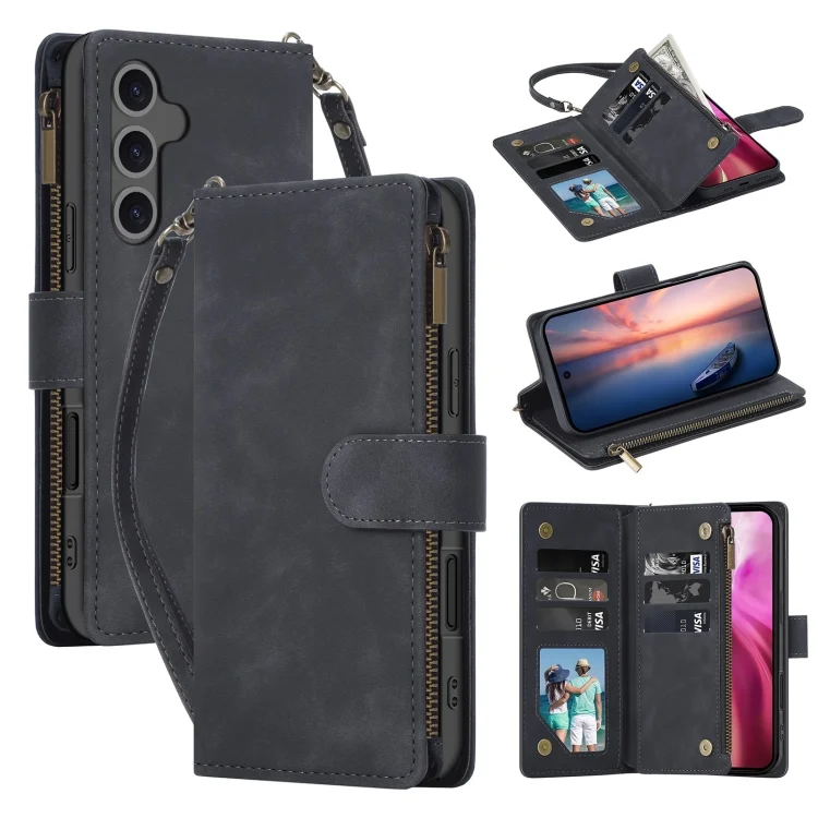Multifunctional Crossbody Zipper Wallet Leather Phone Case, For Samsung Galaxy S24 FE 5G