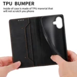 Business Solid Color Magnetic RFID Leather Phone Case, For iPhone 16 - Image 5