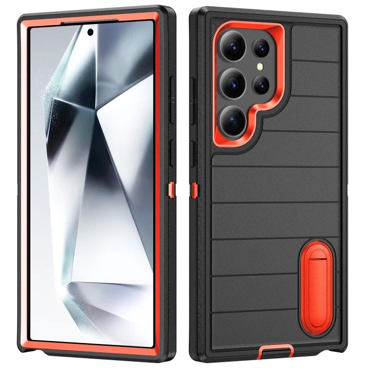 Defender Gen2 Rugged PC + Silicone Phone Case with Holder, For Samsung Galaxy S24 Ultra 5G