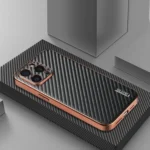 AZNS Electroplated Edge Carbon Fiber Texture Phone Case, For iPhone 15 Pro Max, For iPhone 15 Pro, For iPhone 15 Plus, For iPhone 15, For iPhone 14 Plus - Image 2