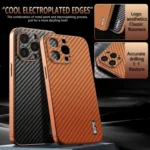 AZNS Electroplated Edge Carbon Fiber Texture Phone Case, For iPhone 15 Pro Max, For iPhone 15 Pro, For iPhone 15 Plus, For iPhone 15, For iPhone 14 Plus - Image 3