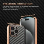 AZNS Electroplated Edge Carbon Fiber Texture Phone Case, For iPhone 15 Pro Max, For iPhone 15 Pro, For iPhone 15 Plus, For iPhone 15, For iPhone 14 Plus - Image 5