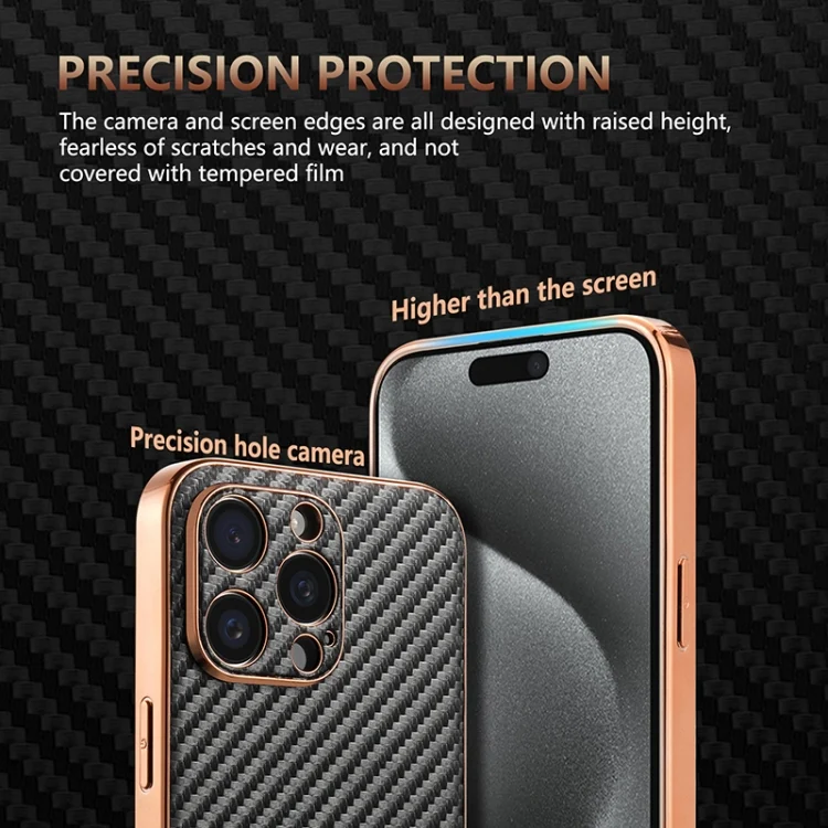 EDA006996205A_4.webp AZNS Electroplated Edge Carbon Fiber Texture Phone Case, For iPhone 15 Pro Max, For iPhone 15 Pro, For iPhone 15 Plus, For iPhone 15, For iPhone 14 Plus - Image 5