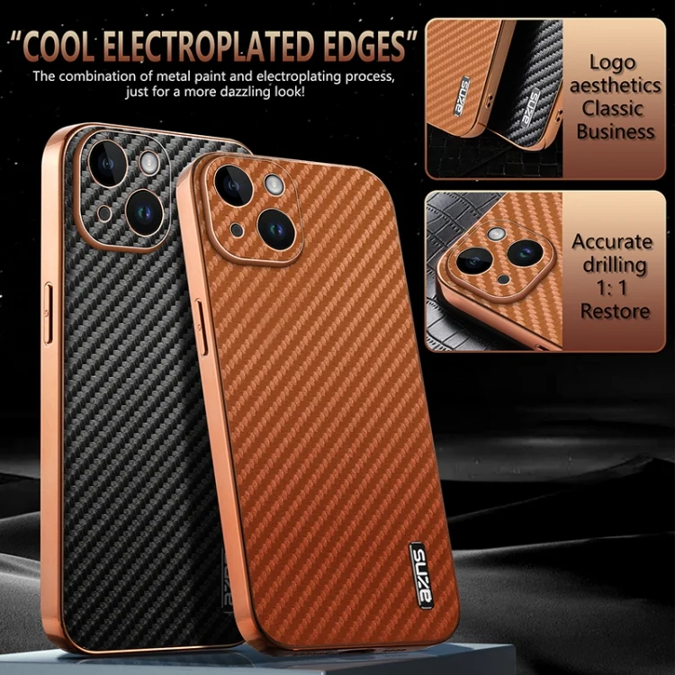 EDA006996210A_2.webp AZNS Electroplated Edge Carbon Fiber Texture Phone Case, For iPhone 14, For iPhone 14 Pro, For iPhone 14 Pro Max, For iPhone 13 Pro Max, For iPhone 13 Pro - Image 3