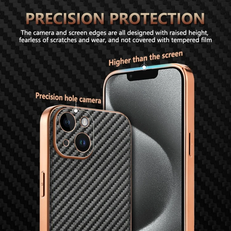 EDA006996210A_4.webp AZNS Electroplated Edge Carbon Fiber Texture Phone Case, For iPhone 14, For iPhone 14 Pro, For iPhone 14 Pro Max, For iPhone 13 Pro Max, For iPhone 13 Pro - Image 5