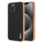 AZNS Electroplated Edge Carbon Fiber Texture Phone Case, For iPhone 13, For iPhone 12, For iPhone 12 Pro Max, For iPhone 12 Pro, For iPhone 11