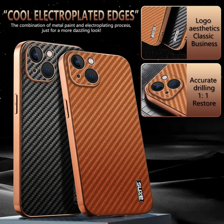 EDA006996215A_2.webp AZNS Electroplated Edge Carbon Fiber Texture Phone Case, For iPhone 13, For iPhone 12, For iPhone 12 Pro Max, For iPhone 12 Pro, For iPhone 11 - Image 3