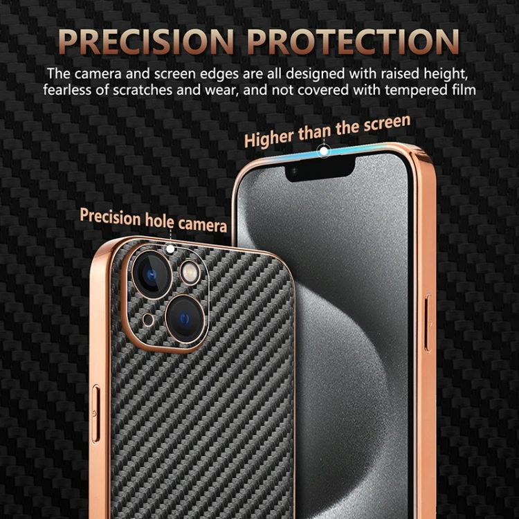 EDA006996215A_4.webp AZNS Electroplated Edge Carbon Fiber Texture Phone Case, For iPhone 13, For iPhone 12, For iPhone 12 Pro Max, For iPhone 12 Pro, For iPhone 11 - Image 5