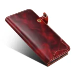 Denior B01 Oil Wax Cowhide Magnetic Button Genuine Leather Case, For iPhone 16 - Image 7