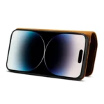 Denior B01 Oil Wax Cowhide Magnetic Button Genuine Leather Case, For iPhone 16e, For iPhone 16 Pro Max, For iPhone 16 Pro, For iPhone 16 Plus - Image 2