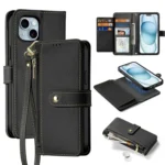 DUX DUCIS Lawa Series 2 in 1 Wallet Zipper Detachable MagSafe Phone Case with Lanyard, For iPhone 15