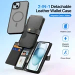 DUX DUCIS Lawa Series 2 in 1 Wallet Zipper Detachable MagSafe Phone Case with Lanyard, For iPhone 15 - Image 2