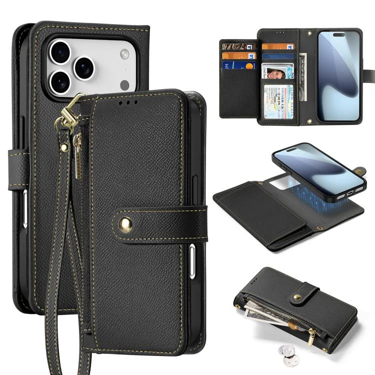 DUX DUCIS Lawa Series 2 in 1 Wallet Zipper Detachable MagSafe Phone Case with Lanyard, For iPhone 17 Pro Max, For iPhone 17 Pro, For iPhone 17, For iPhone 17 Air, iPhone 16e, For iPhone 16 Pro Max