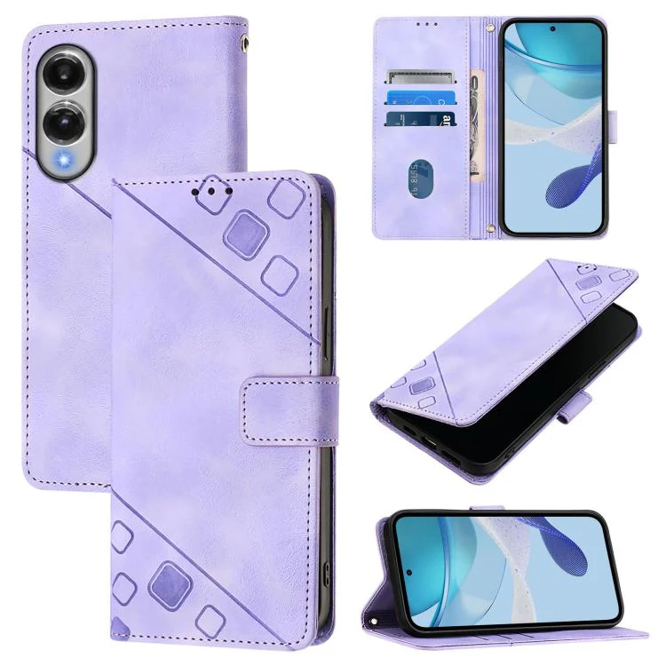 Skin-feel Embossed Leather Phone Case, For Samsung Galaxy S25 Edge 5G, For Samsung Galaxy S24 FE 5G