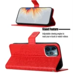 Flower Embossed Leather Phone Case, For iPhone 16 Pro, For iPhone 16 Plus, For iPhone 16 - Image 5