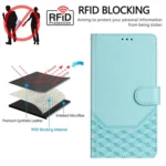 Honeycomb Embossing RFID Leather Phone Case, For iPhone 16e, For iPhone 16 Pro Max, For iPhone 16 Pro - Image 4