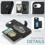 JEEHOOD J01 Retro Magnetic Detachable Wallet Phone Case, For iPhone 16e, For iPhone 16 Pro Max, For iPhone 16 Pro - Image 2