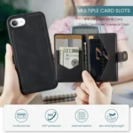 JEEHOOD J01 Retro Magnetic Detachable Wallet Phone Case, For iPhone 16e, For iPhone 16 Pro Max, For iPhone 16 Pro - Image 5