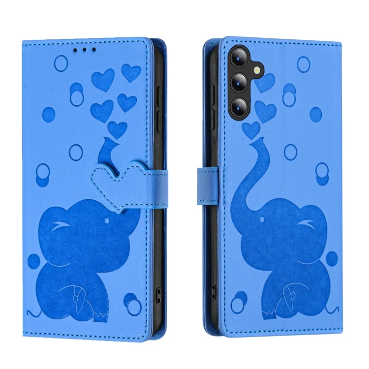 Cartoon Elephant Embossed Leather Phone Case, For Samsung Galaxy S25 5G, For Samsung Galaxy S25+ 5G, For Samsung Galaxy S25 Ultra 5G, For Samsung Galaxy S24 Ultra 5G