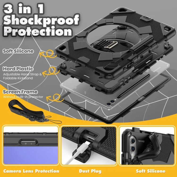 EDA007180201A_5.webp Spider Hand Grip Turntable Stand Tablet Case, For Samsung Galaxy Tab S10+ / S9+ / S9 FE+ - Image 6