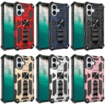 Armor Shockproof TPU Hybrid PC Magnetic Phone Case with Holder, For iPhone 16 Plus, For iPhone 16 - Image 2