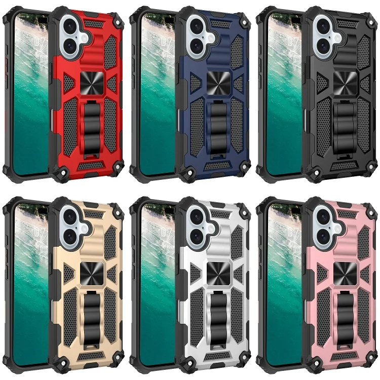 EDA007189703A_1.webp Armor Shockproof TPU Hybrid PC Magnetic Phone Case with Holder, For iPhone 16 Plus, For iPhone 16 - Image 2