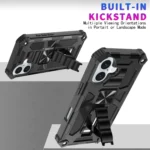 Armor Shockproof TPU Hybrid PC Magnetic Phone Case with Holder, For iPhone 16 Plus, For iPhone 16 - Image 4