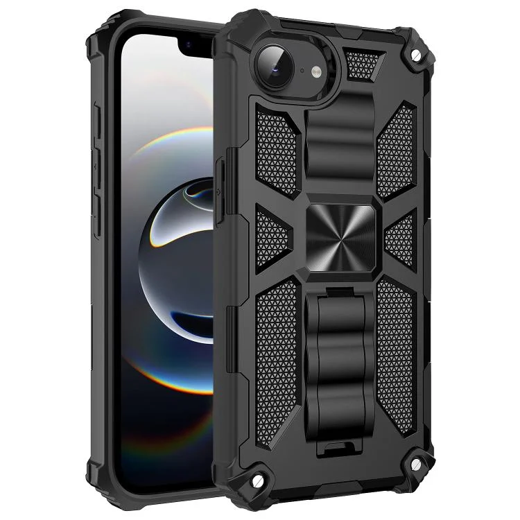 Armor Shockproof TPU Hybrid PC Magnetic Phone Case with Holder, For iPhone 16e, For iPhone 16 Pro Max, For iPhone 16 Pro
