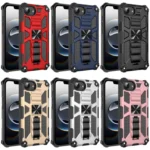 Armor Shockproof TPU Hybrid PC Magnetic Phone Case with Holder, For iPhone 16e, For iPhone 16 Pro Max, For iPhone 16 Pro - Image 2