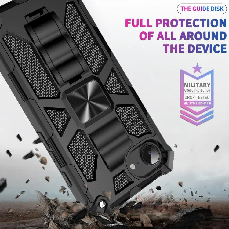 EDA007189705A_2.webp Armor Shockproof TPU Hybrid PC Magnetic Phone Case with Holder, For iPhone 16e, For iPhone 16 Pro Max, For iPhone 16 Pro - Image 3