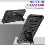 Armor Shockproof TPU Hybrid PC Magnetic Phone Case with Holder, For iPhone 16e, For iPhone 16 Pro Max, For iPhone 16 Pro - Image 5