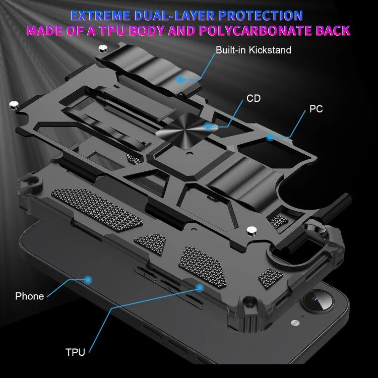 EDA007189705A_5.webp Armor Shockproof TPU Hybrid PC Magnetic Phone Case with Holder, For iPhone 16e, For iPhone 16 Pro Max, For iPhone 16 Pro - Image 6