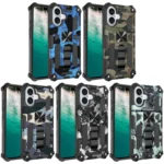 Camouflage Armor Kickstand TPU Hybrid PC Magnetic Phone Case, For iPhone 16 - Image 2