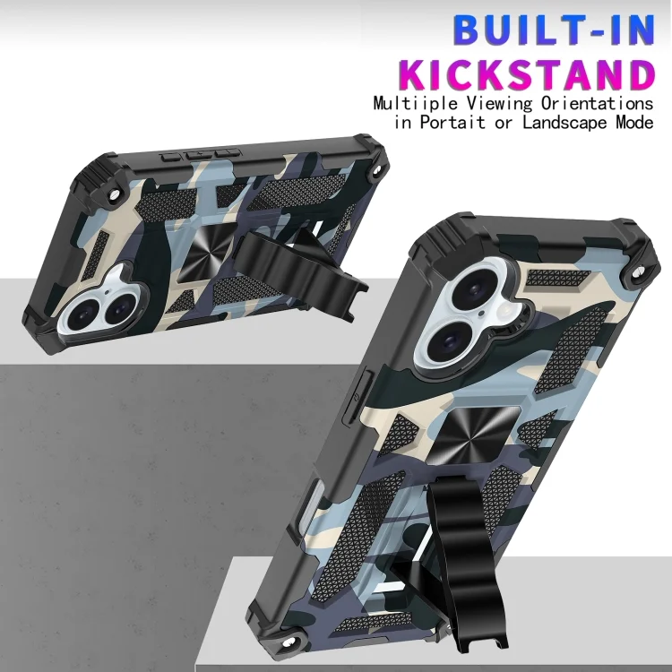 EDA007189804A_3.webp Camouflage Armor Kickstand TPU Hybrid PC Magnetic Phone Case, For iPhone 16 - Image 4