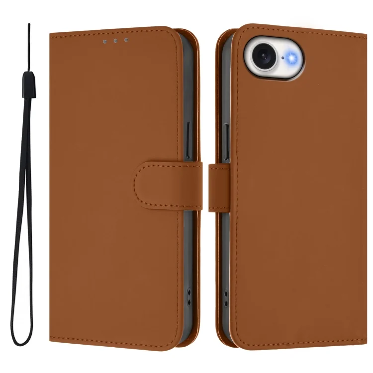 EDA007222705A_1.webp Skin Feel Solid Color Leather Phone Case with Lanyard, iPhone 16e - Image 2