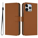 Skin Feel Solid Color Leather Phone Case with Lanyard, For iPhone 15 Pro Max - Image 2