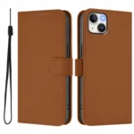 Skin Feel Solid Color Leather Phone Case with Lanyard, For iPhone 15 Plus - Image 2