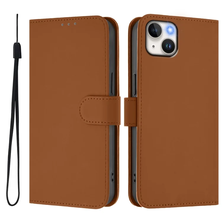 EDA007222708A_1.webp Skin Feel Solid Color Leather Phone Case with Lanyard, For iPhone 15 Plus - Image 2